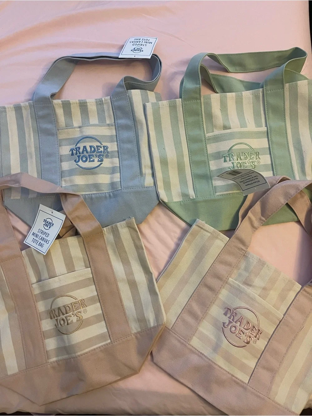 Striped Canvas Tote Bag - Pastel - Trade Joes